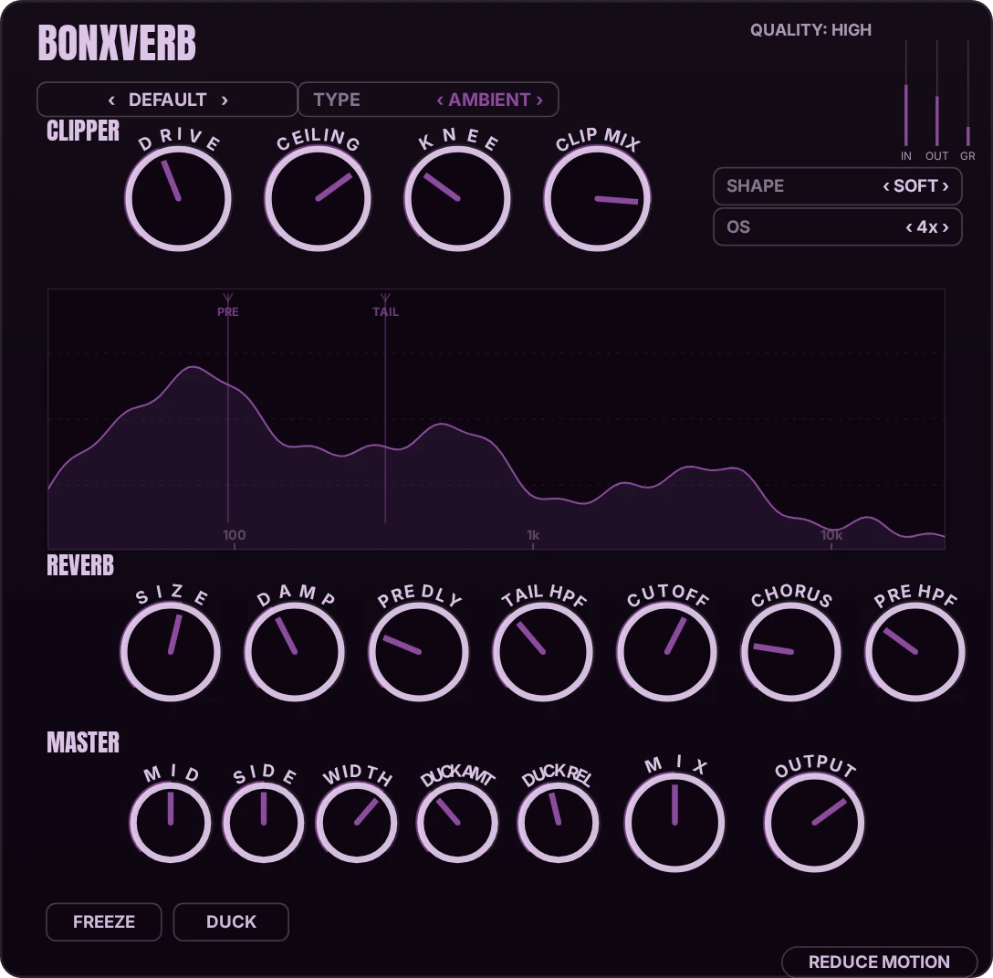 BonxVerb in its Ambient reverb theme