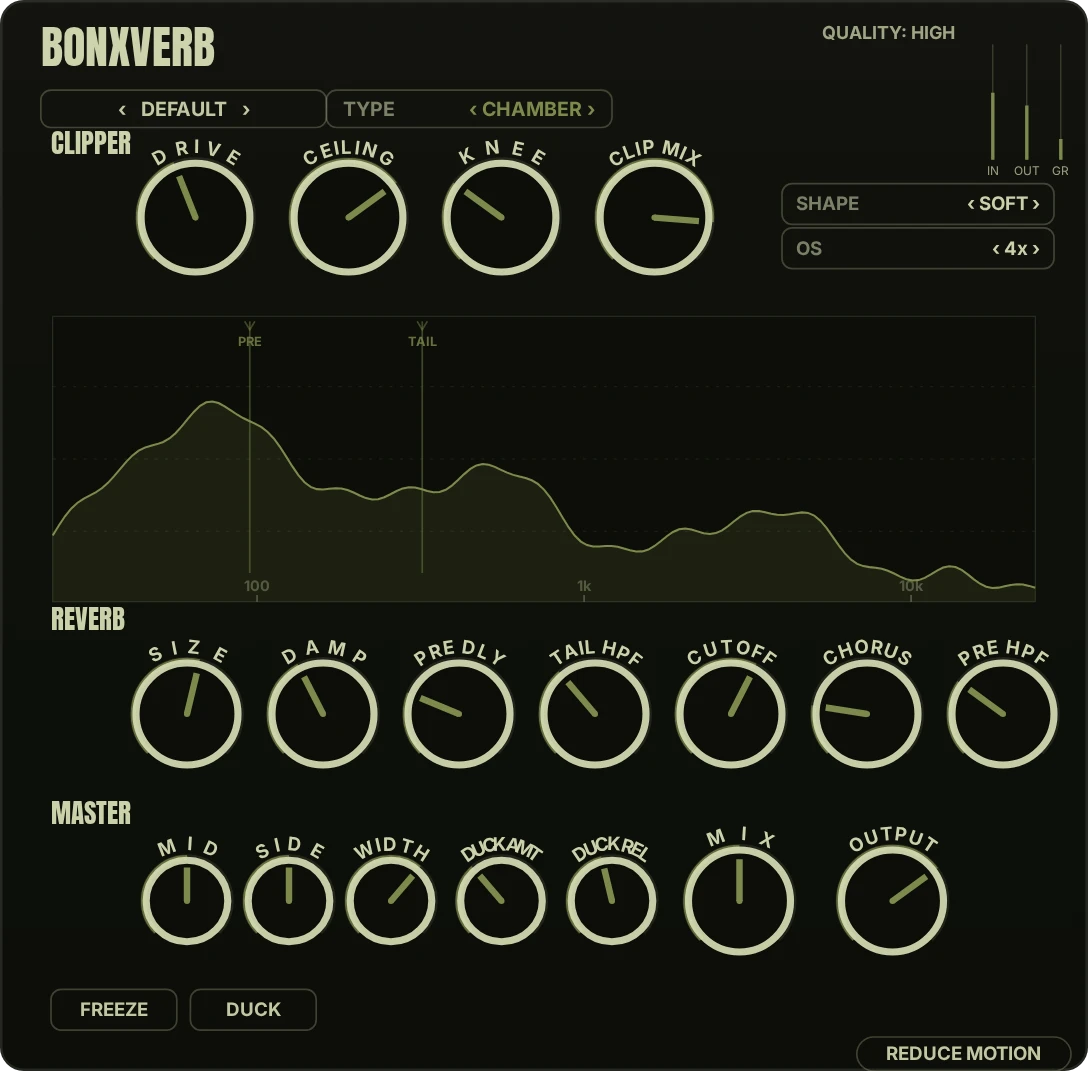 BonxVerb in its Chamber reverb theme