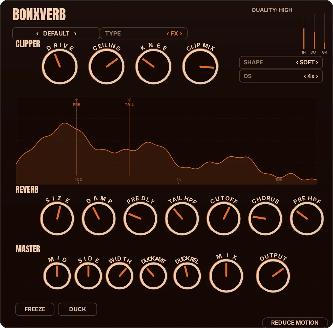 BonxVerb in its FX reverb theme