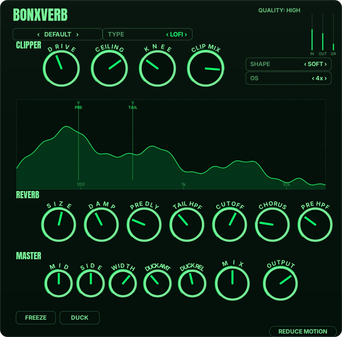 BonxVerb in its Lofi reverb theme