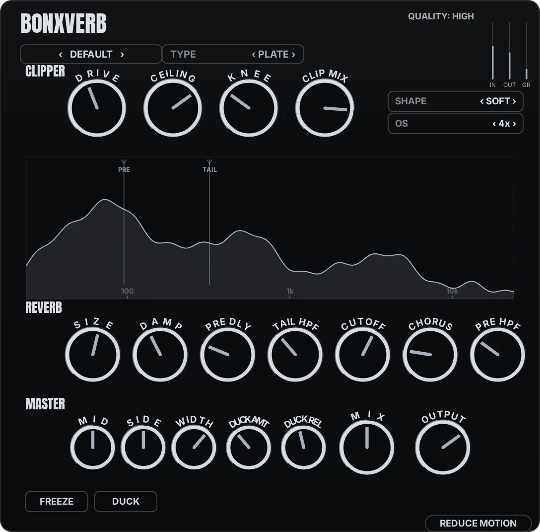 BonxVerb in its Plate reverb theme
