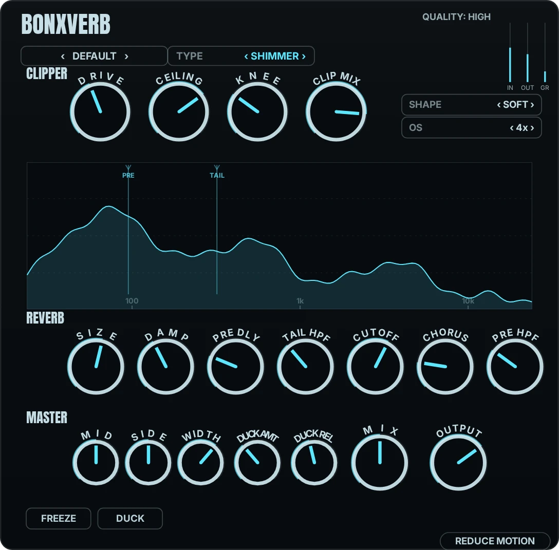 BonxVerb in its Shimmer reverb theme